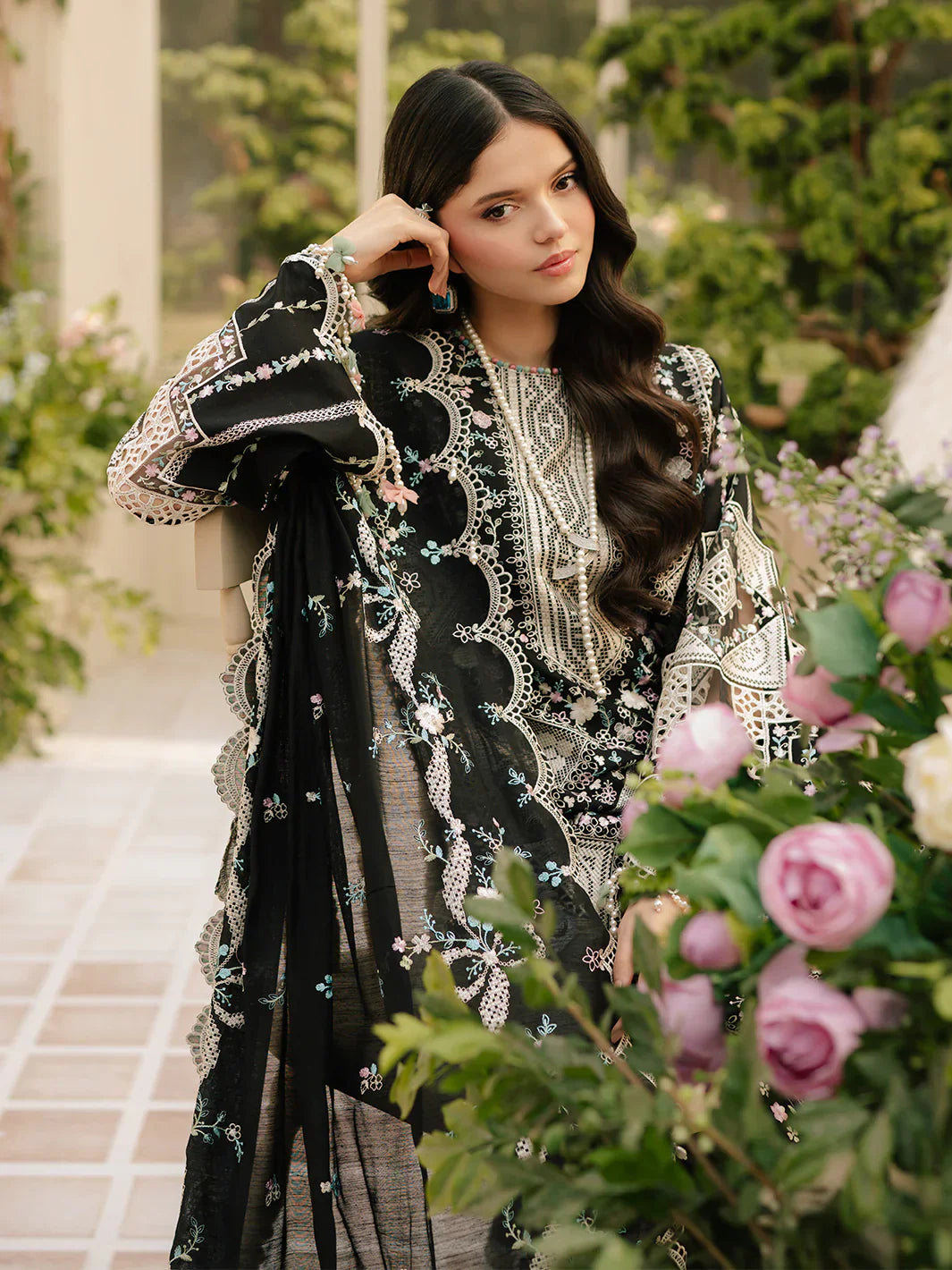 3PC UNSTITCHED LAWN SUIT - ANS385