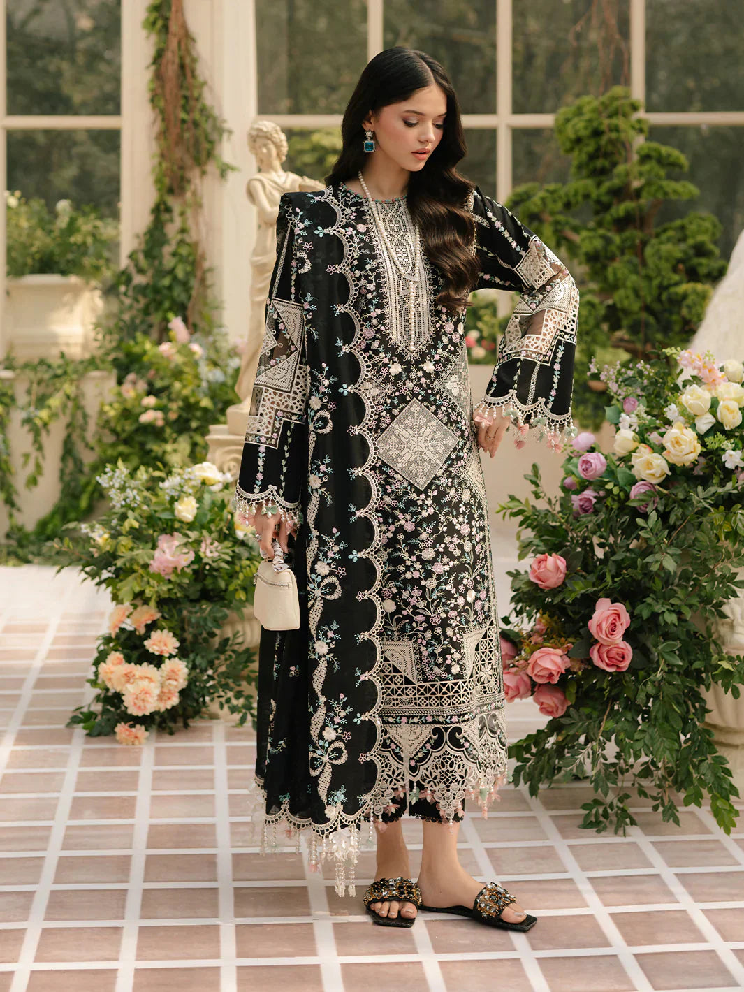 3PC UNSTITCHED LAWN SUIT - ANS385
