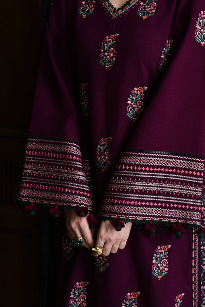 3PC EMBROIDERED DHANAK SUIT - BG849